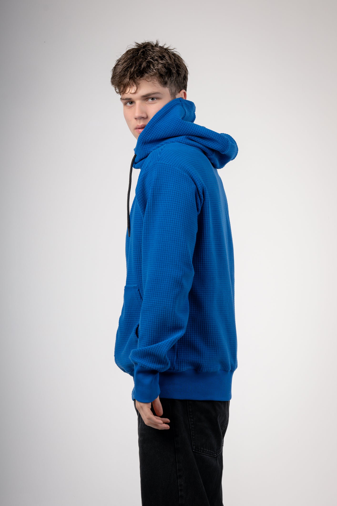 High-Neck Grid Fleece Jacket