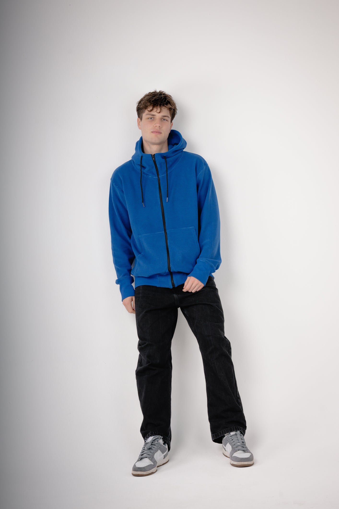 High-Neck Grid Fleece Jacket